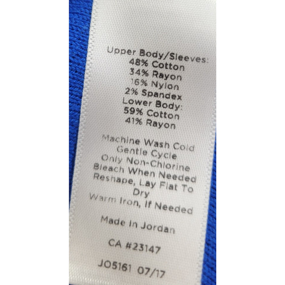 Talbots Cardigan Sweater Blue Open Front Pleated Ruffles 3/4 Sleeve Size Medium - Picture 8 of 9